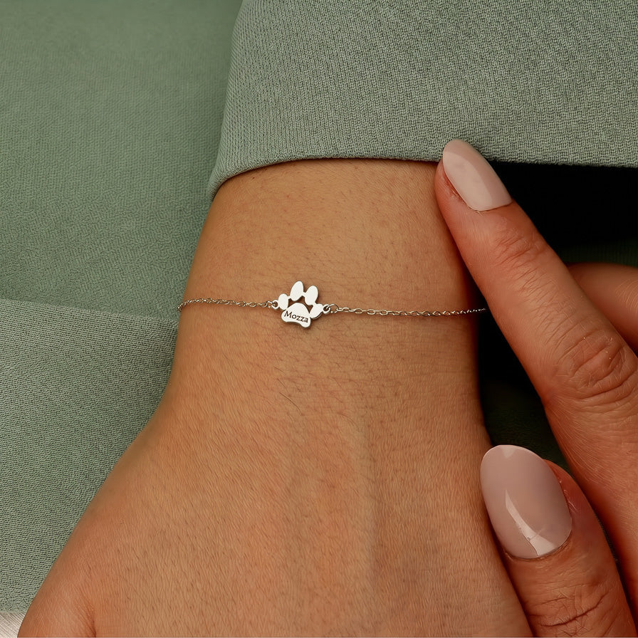 Personalised Paw Bracelet - Engraved With Their Name