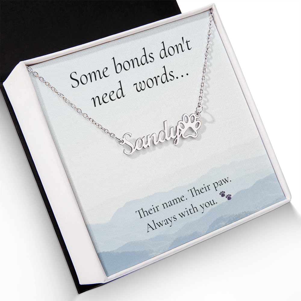 Personalised Paw Print Name Necklace