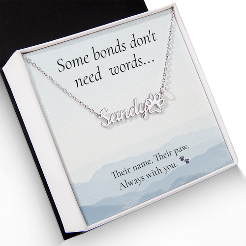 Personalised Paw Print Name Necklace