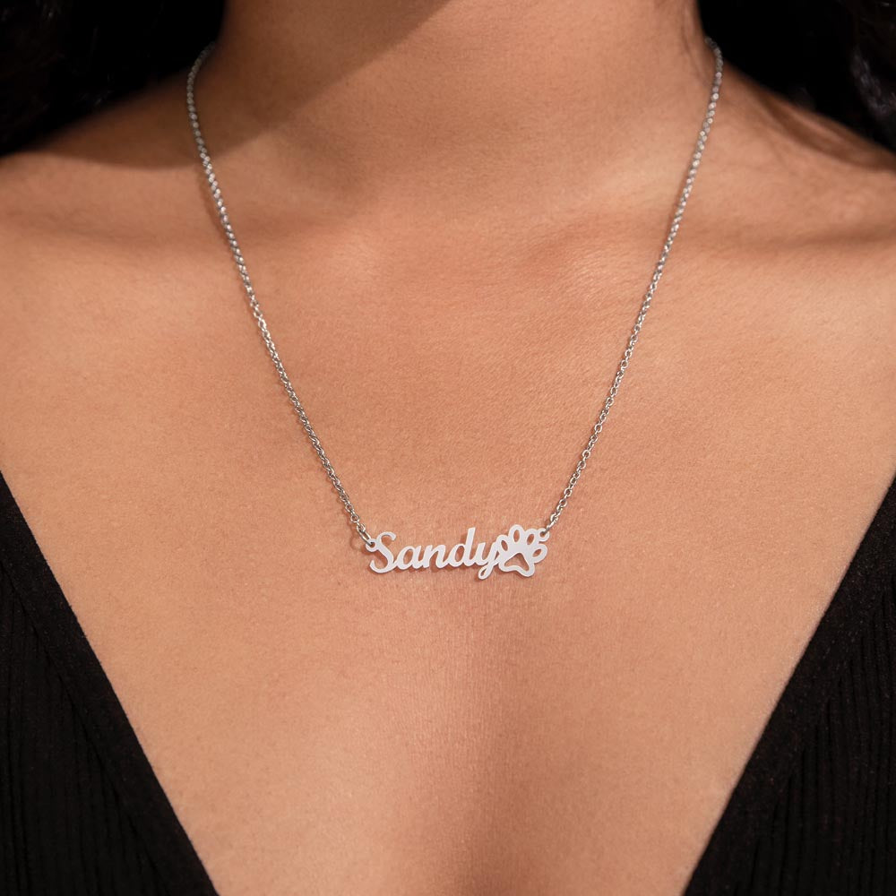 Personalised Paw Print Name Necklace