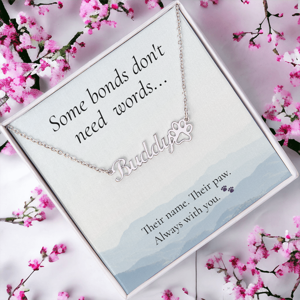 Personalised Paw Print Name Necklace