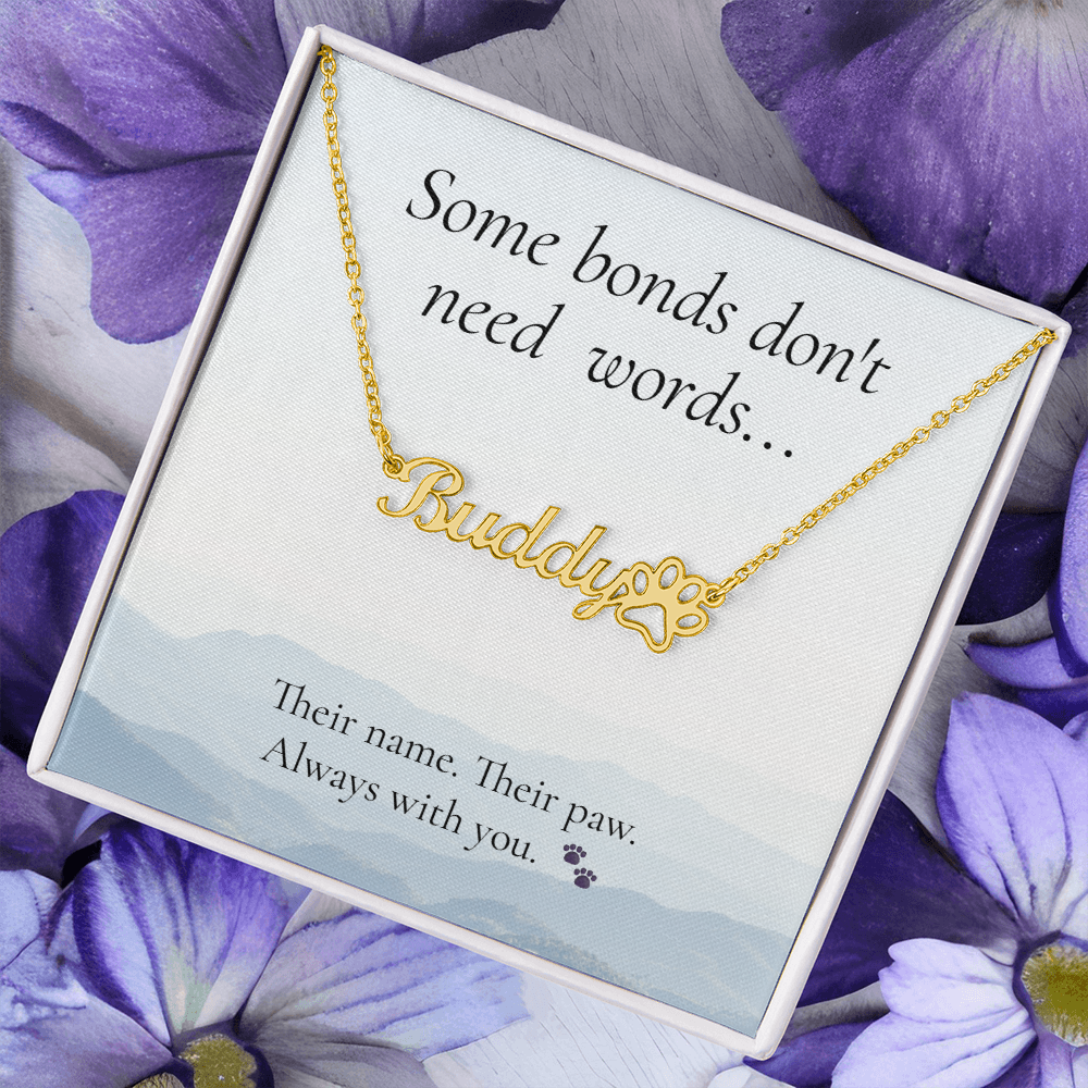 Personalised Paw Print Name Necklace