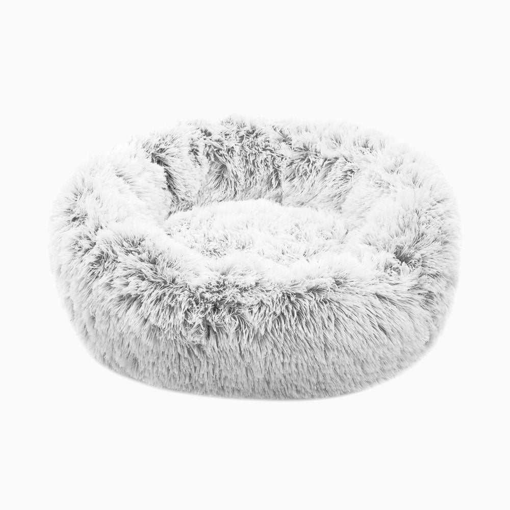 Cookies and cream faux-fur donut pet bed