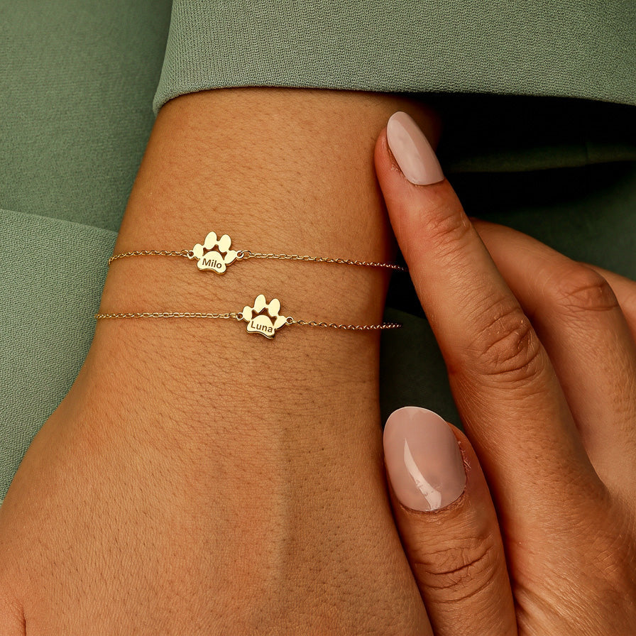 Personalised Paw Bracelet - Engraved With Their Name