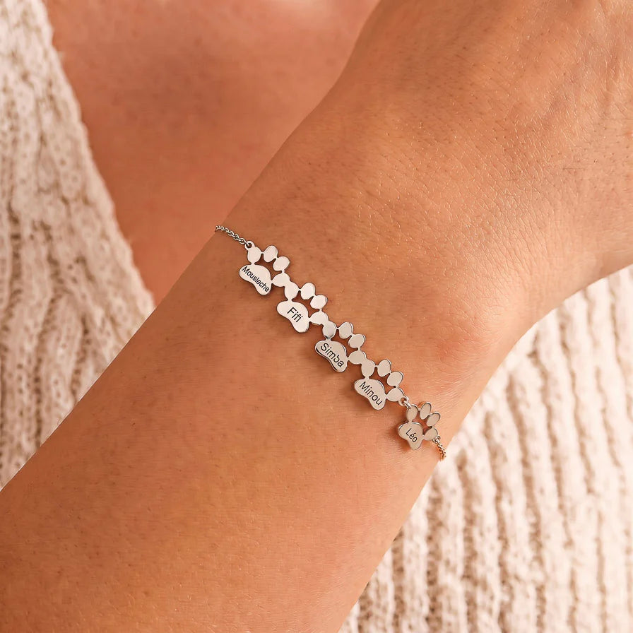Personalised Paw Bracelet - Engraved With Their Name