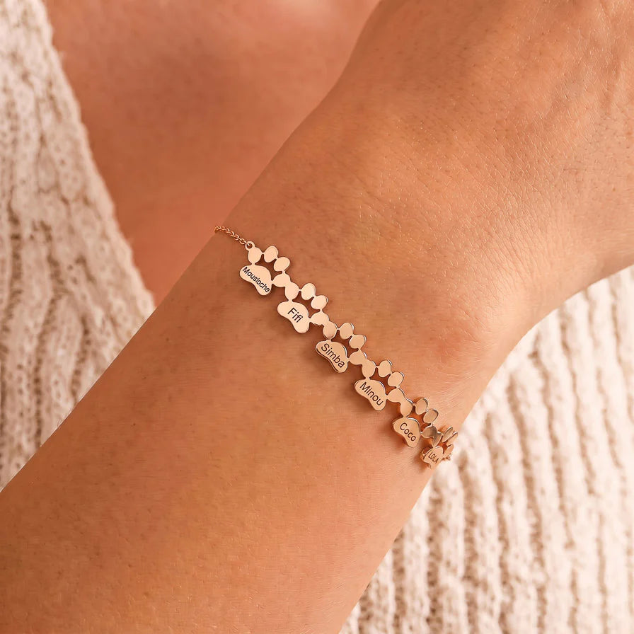 Personalised Paw Bracelet - Engraved With Their Name