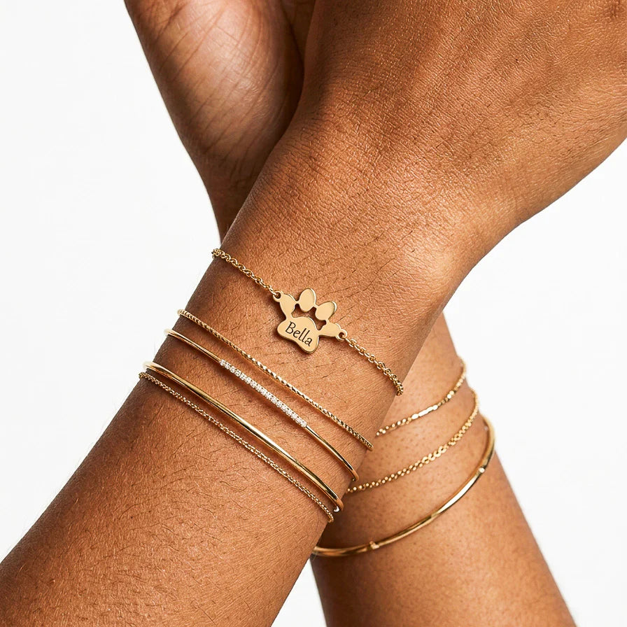 Personalised Paw Bracelet - Engraved With Their Name