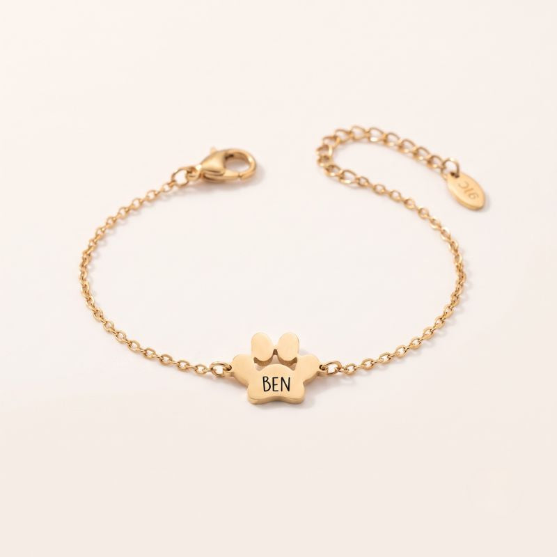 Personalised Paw Bracelet - Engraved With Their Name