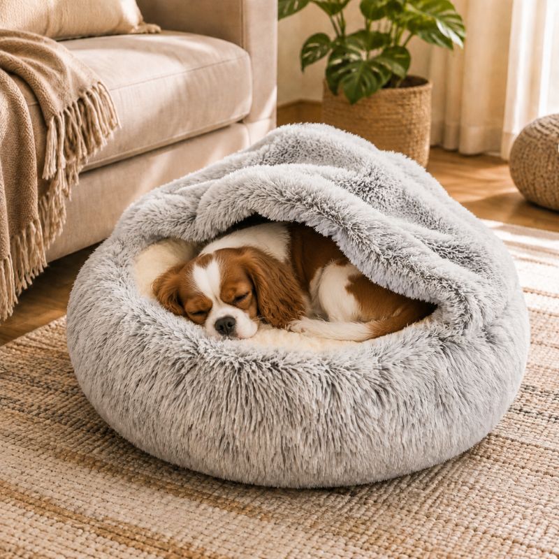 Calming Pet Bed - Cosy Faux Fur Nest for Dogs & Cats