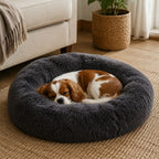 Calming Dog Bed - Soft Faux Fur Donut Bed for Dogs & Cats