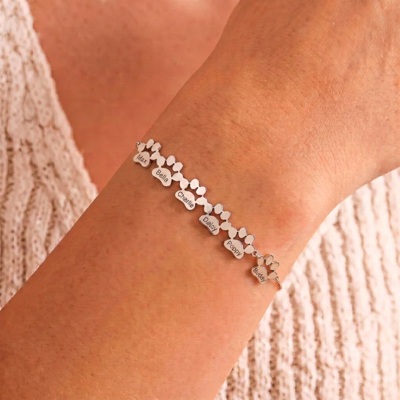 Personalised Paw Bracelet - Engraved With Their Name