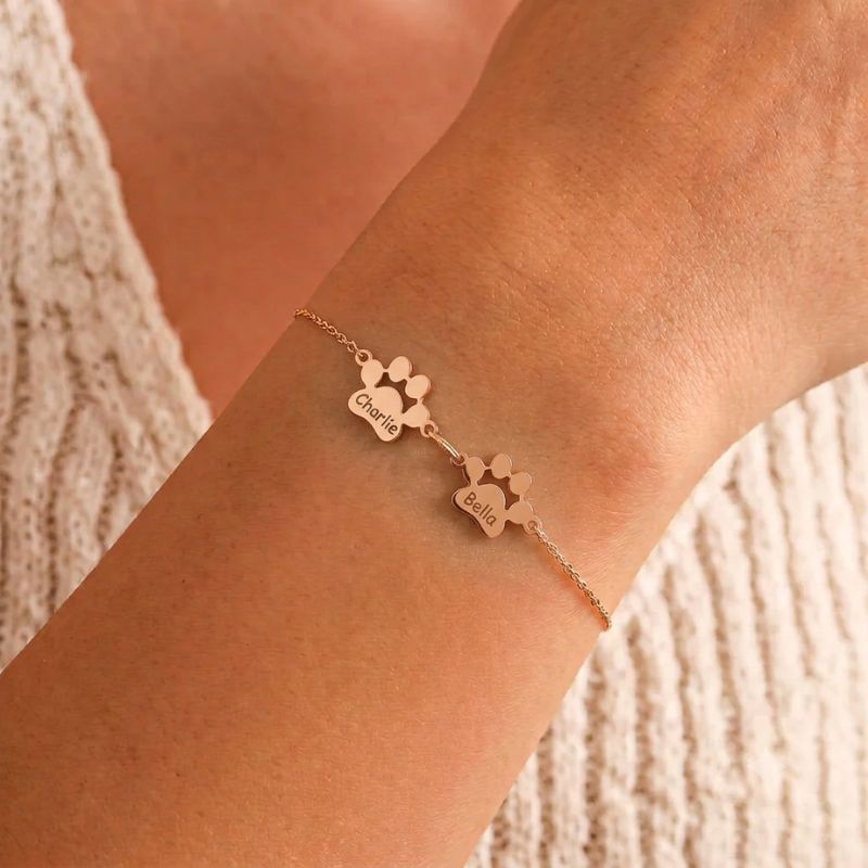 Personalised Paw Bracelet - Engraved With Their Name