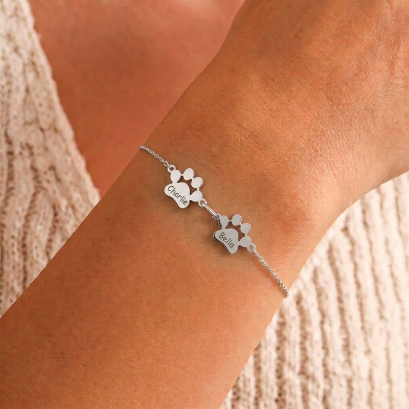 Personalised Paw Bracelet - Engraved With Their Name