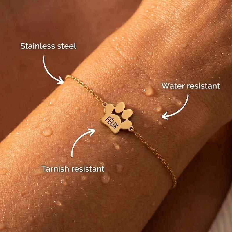 Personalised Paw Bracelet - Engraved With Their Name