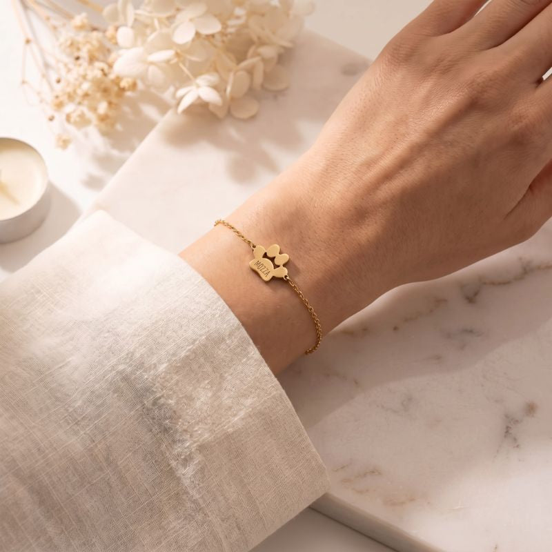 Personalised Paw Bracelet - Engraved With Their Name