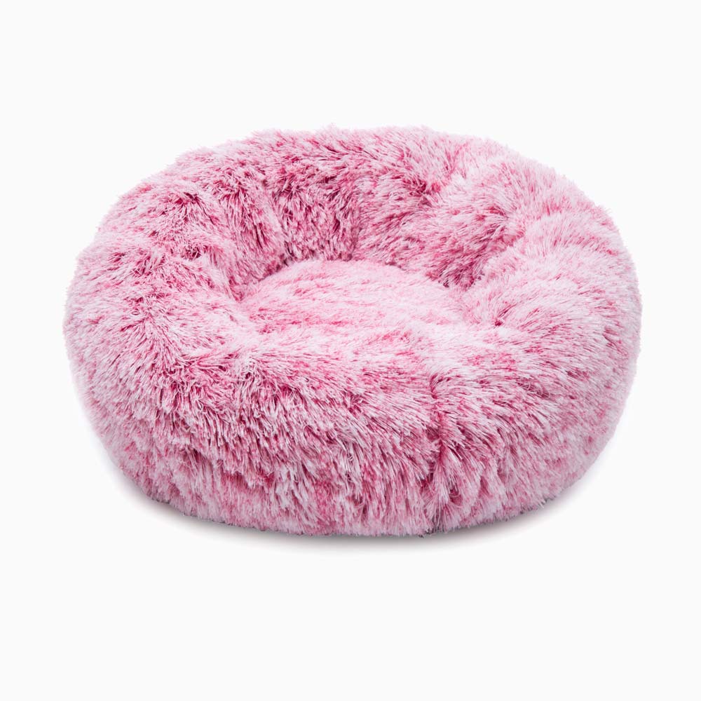 Strawberry cream faux-fur donut pet bed